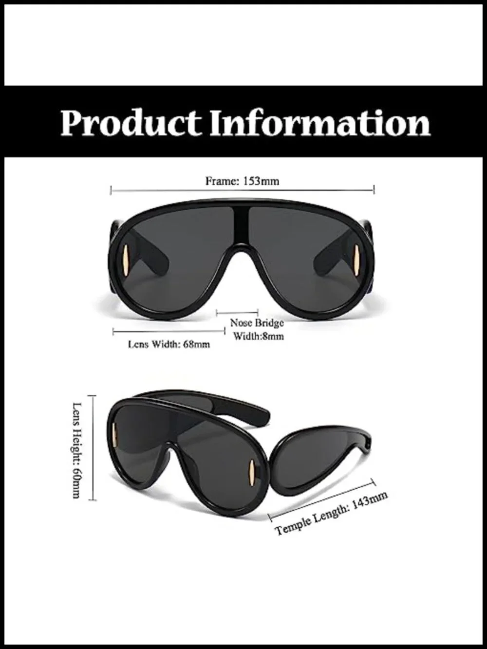 Oversized Futuristic Shield Sunglasses UV400 Protection Unisex